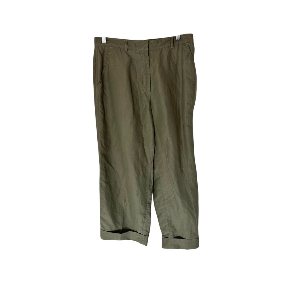 Cambio Pants Gray Basic Casual Linen Blend Relaxed Cropped Pants Size 10‎